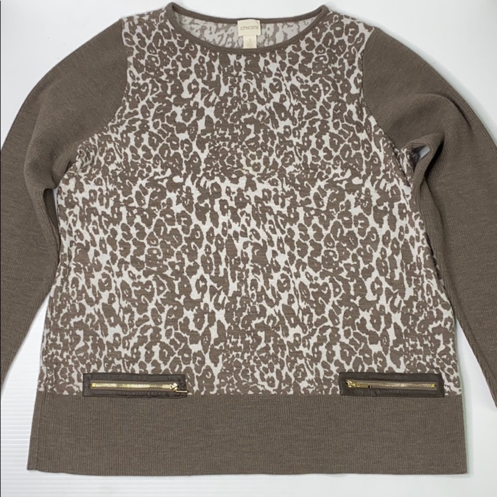 Chico’s Hannah leopard tunic sweater Large 12